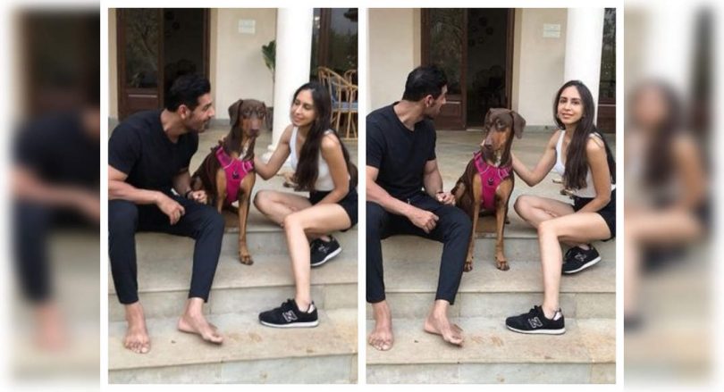 John Abraham with Priya's wife & pet dog