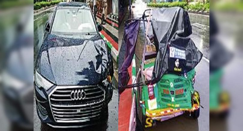 Speed up Audi Rams Auto in Hyderabad, kill pub workers