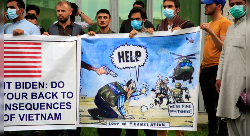 Afghans who worked as interpreters for US troops hold rally