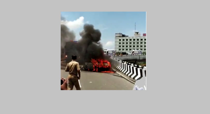 Man died when the car caught fire in Chennai