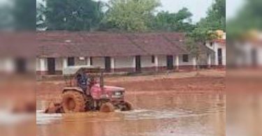Mangaluru: part of the school field is now a rice field