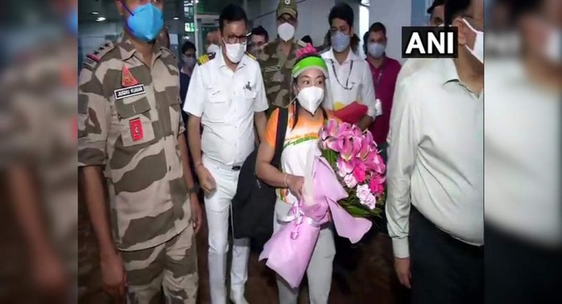 Olympic silver-medal Mirabai Chanu returned to a warm reception