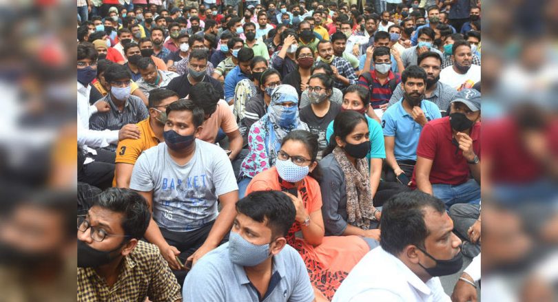 Students agit against the results of WB HS, taken to the streets