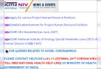 Recruitment NIV 2021: Valid online for 53 project research scientists and other posts