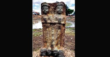 Twin statues found in the tank, maybe from Marudhu brothers