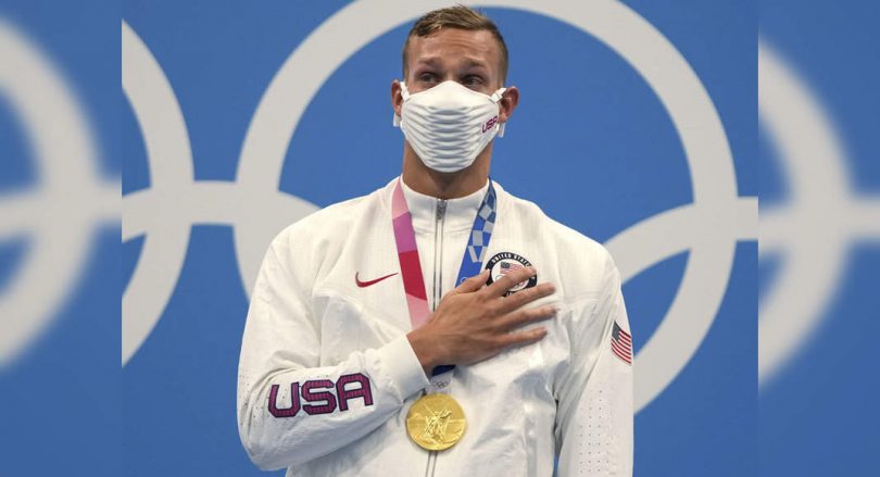 Caeleb Dressel won gold in a 100m men's free style