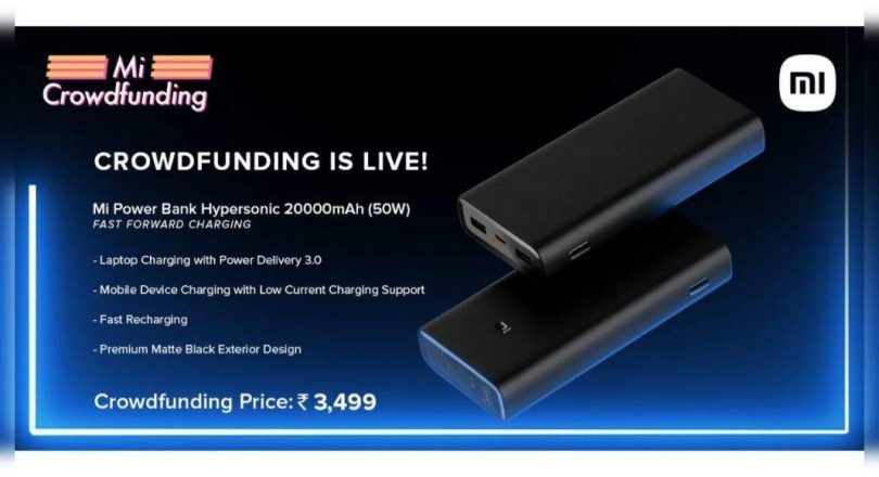 Xiaomi launched MI Hypersonic Power Bank with a 20,000 mAh battery capacity and 50 watt fast charging