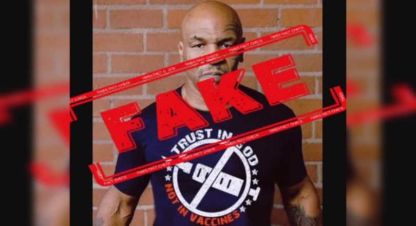 Picture of Virus Mike Tyson Sporting Anti-Vaccine Fake T-Shirt
