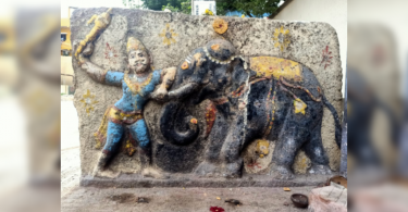 Memorial Stone describes the elephant taming mahout