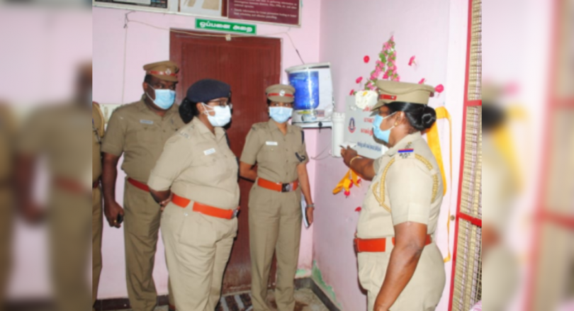 Sanitary Napkin's dispenser was installed at the police station