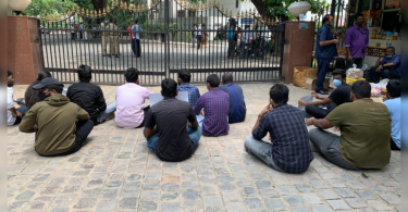 Students performed Dharna in Delhi over work