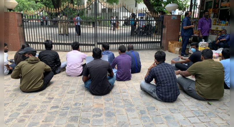 Students performed Dharna in Delhi over work