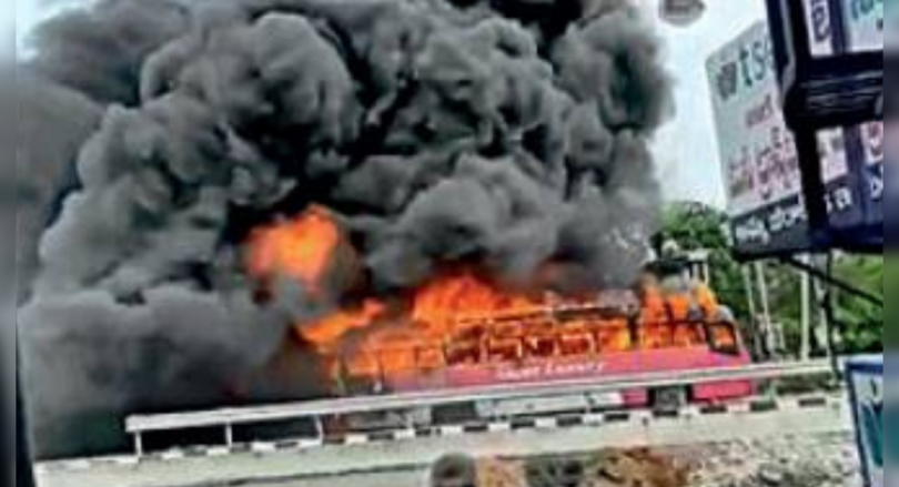 T'Gana: Lucky Escape for 30 as the RTC bus catches fire