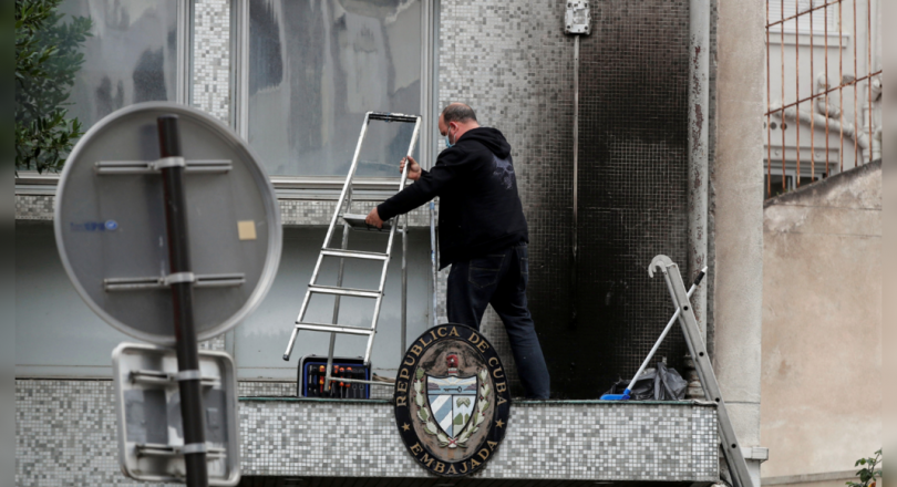 Paris police investigated gas bomb attacks at the Cuban Embassy
