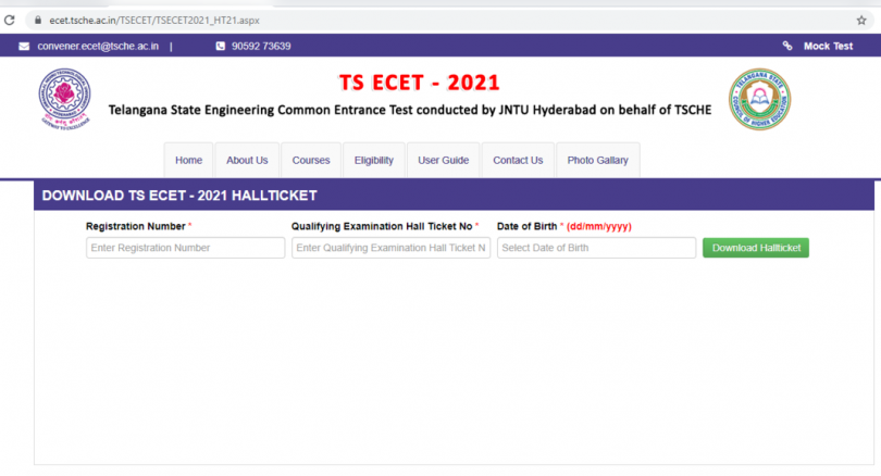Tickets Ecomet Hall 2021 released at the ECET.TSCHE.AC.IN, here's a link