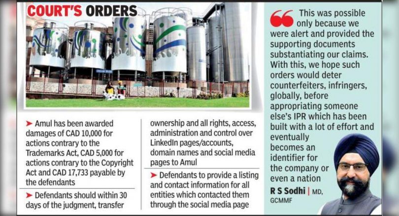 Amul won the case of its first trademark violation outside of India