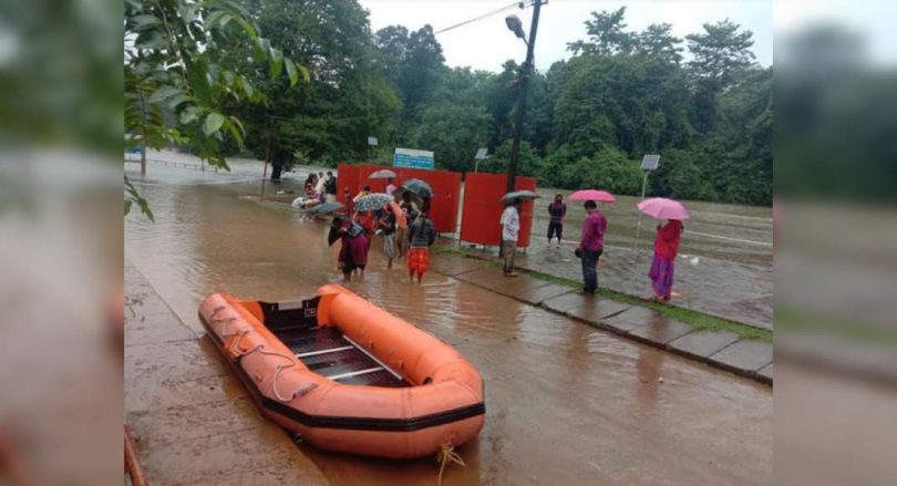 Karnataka: The water level in the large river rises on the beach after continuous rain