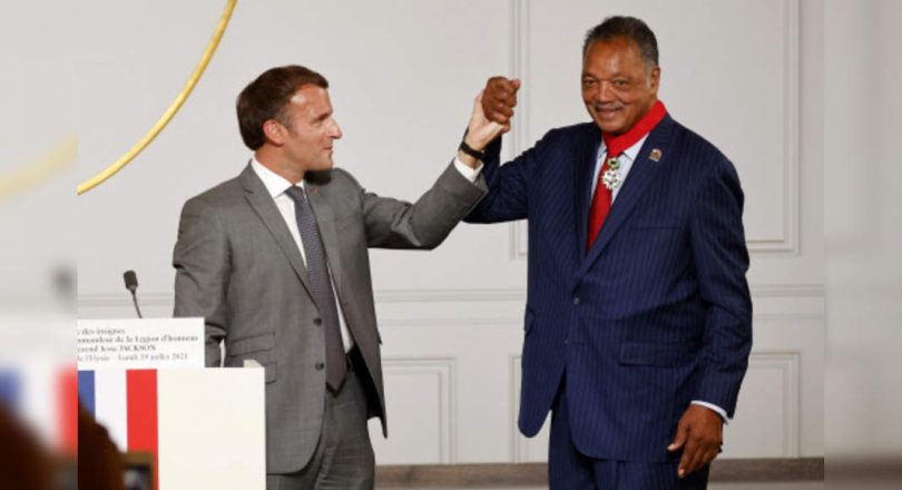 French President Respects US Civil Rights Leaders Jesse Jackson