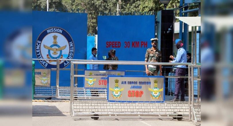 Drones are seen near the Jammu Air Force Station