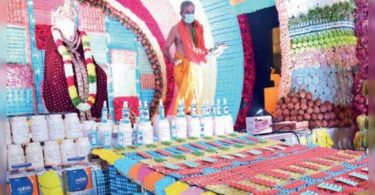 Drugs and masks adorn the Bengaluru temple