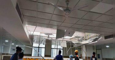 Injured patients as fake ceilings at the Gave South Falls District Hospital