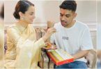 Kangana Ties Rakhi to Brother Akshit on Set