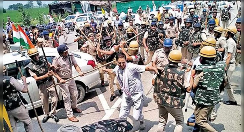 Police Lathicharge protested farmers in Haryana