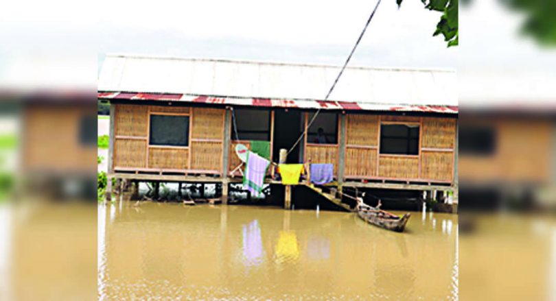 Assam: Brahmaputra and Substairi Water Level Rise in Jorhat, Majuli