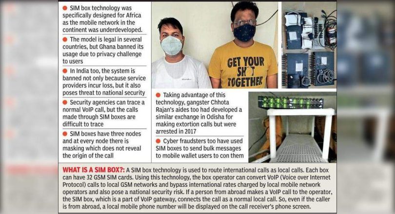 Illegal exchange with a broken SIM box