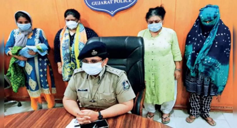 Guj: 4 women hold a 5-day-old baby in Nadiad
