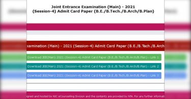 Jee Main 2021 Session 4 Admit Card was released on jeemain.nta.nic.in; Exam from August 26