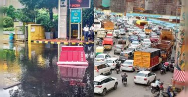 The streets are flooded, long snarls carry noida, ghaziabad to knee