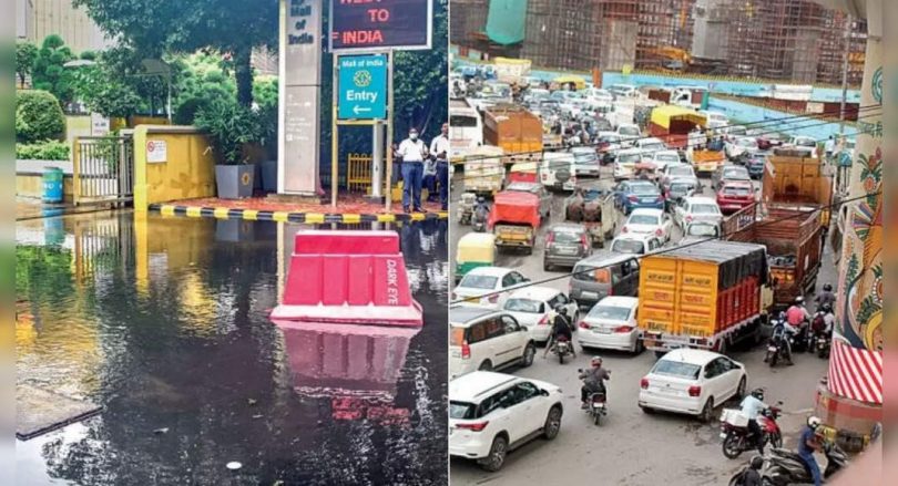 The streets are flooded, long snarls carry noida, ghaziabad to knee