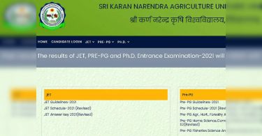 Sknau Jet Pre-PG & Ph.D. Results 2021 will be released today at jet2021sknau.com