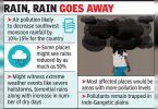Air pollution can reach 30% monsoon rain