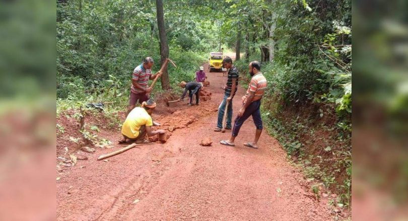 Youth celebrating Rakhi by rebuilding the village road