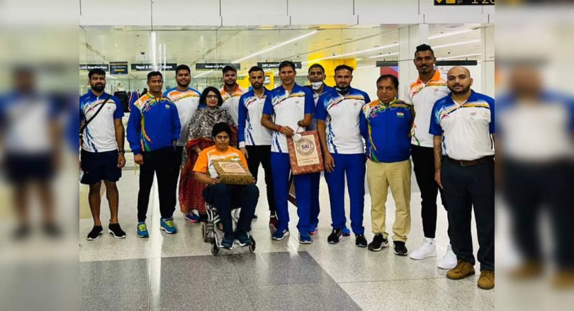 12 members of the Indian contingent, including Devendra Jhjharia, departed for the match