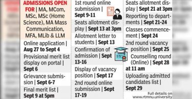 NU released the schedule for the receipt of the PG department