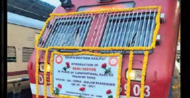 SWR launched its first Demu train for the Goa section, the first run from Vasco to Kulem