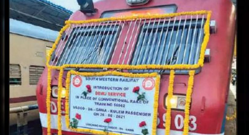 SWR launched its first Demu train for the Goa section, the first run from Vasco to Kulem