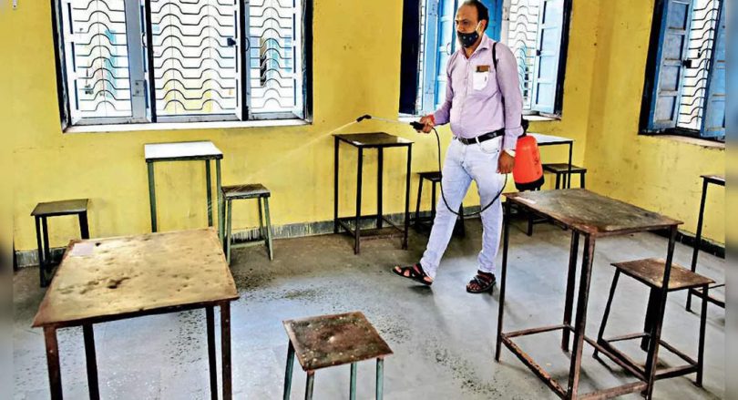 Raj schools reopened today under strict covid norms