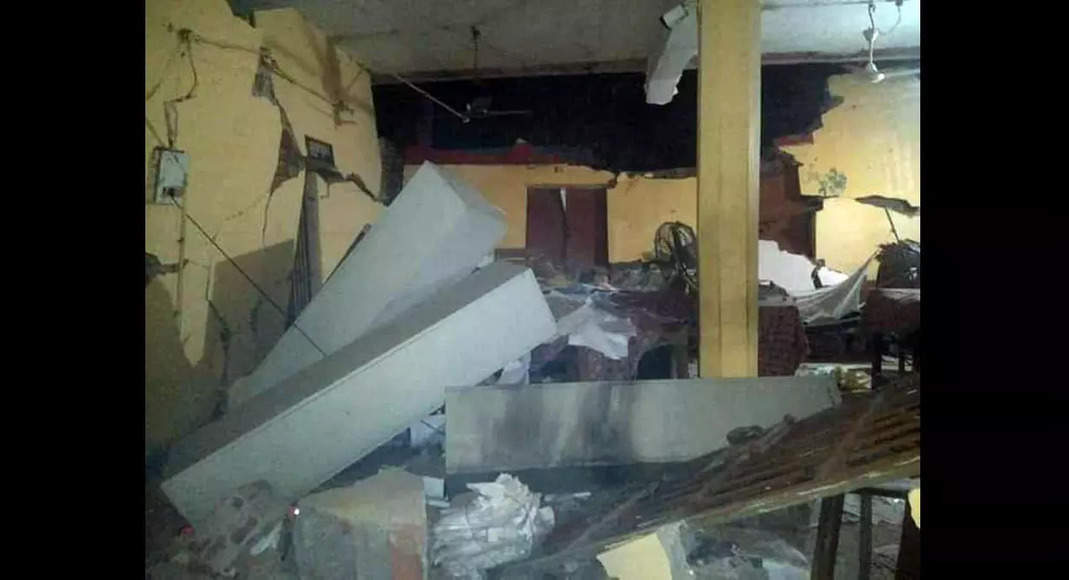 The explosion damaged the Balanga police station in the Puri district